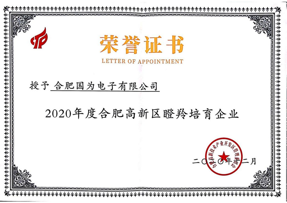 瞪羚培育企业证书