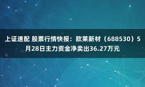 上证速配 股票行情快报：欧莱新材（688530）5月28日主力资金净卖出36.27万元